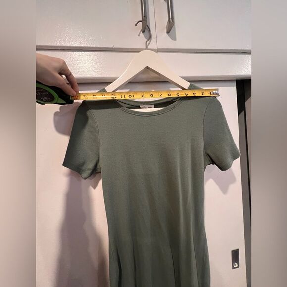 Open edit soft ribbed muted green shirt dress size large mini dress tee shirt L - Picture 12 of 15